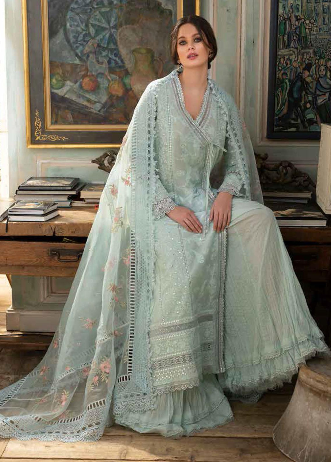 Sobia Nazir Embroidered Lawn Suits Unstitched 3 Piece SN23EL 11B - Luxury Collection
