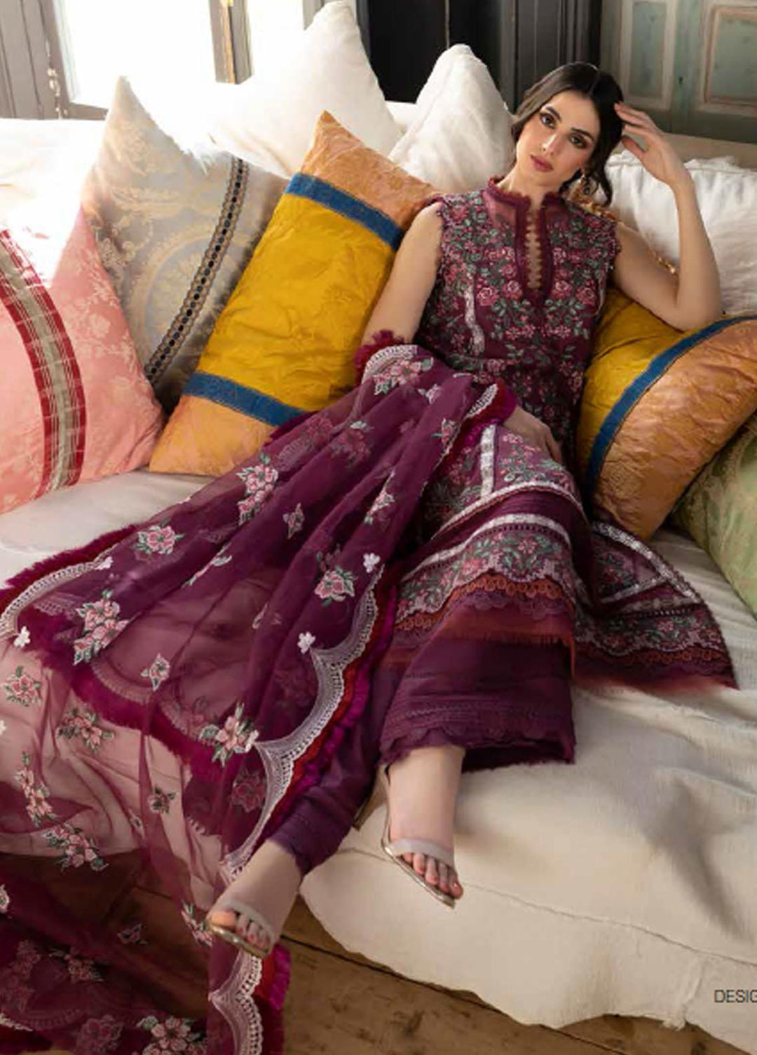 Sobia Nazir Embroidered Lawn Suits Unstitched 3 Piece SN23EL 14B - Luxury Collection