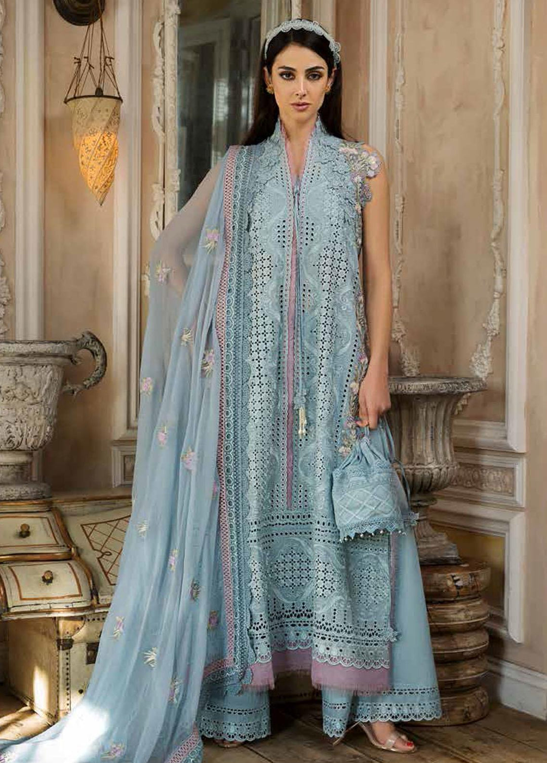 Sobia Nazir Embroidered Lawn Suits Unstitched 3 Piece SN23EL 15A - Luxury Collection