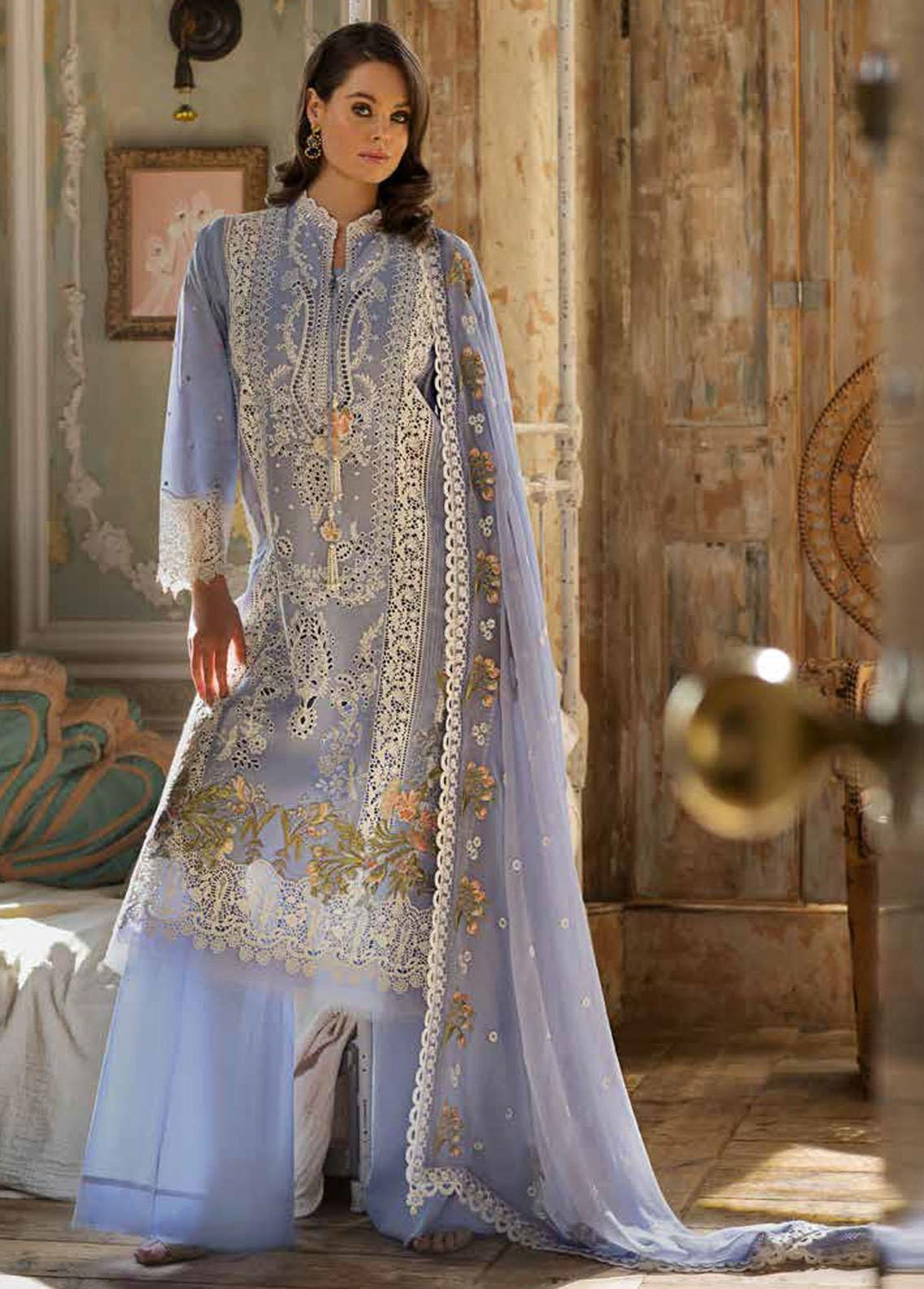 Sobia Nazir Embroidered Lawn Suits Unstitched 3 Piece SN23EL 1B - Luxury Collection