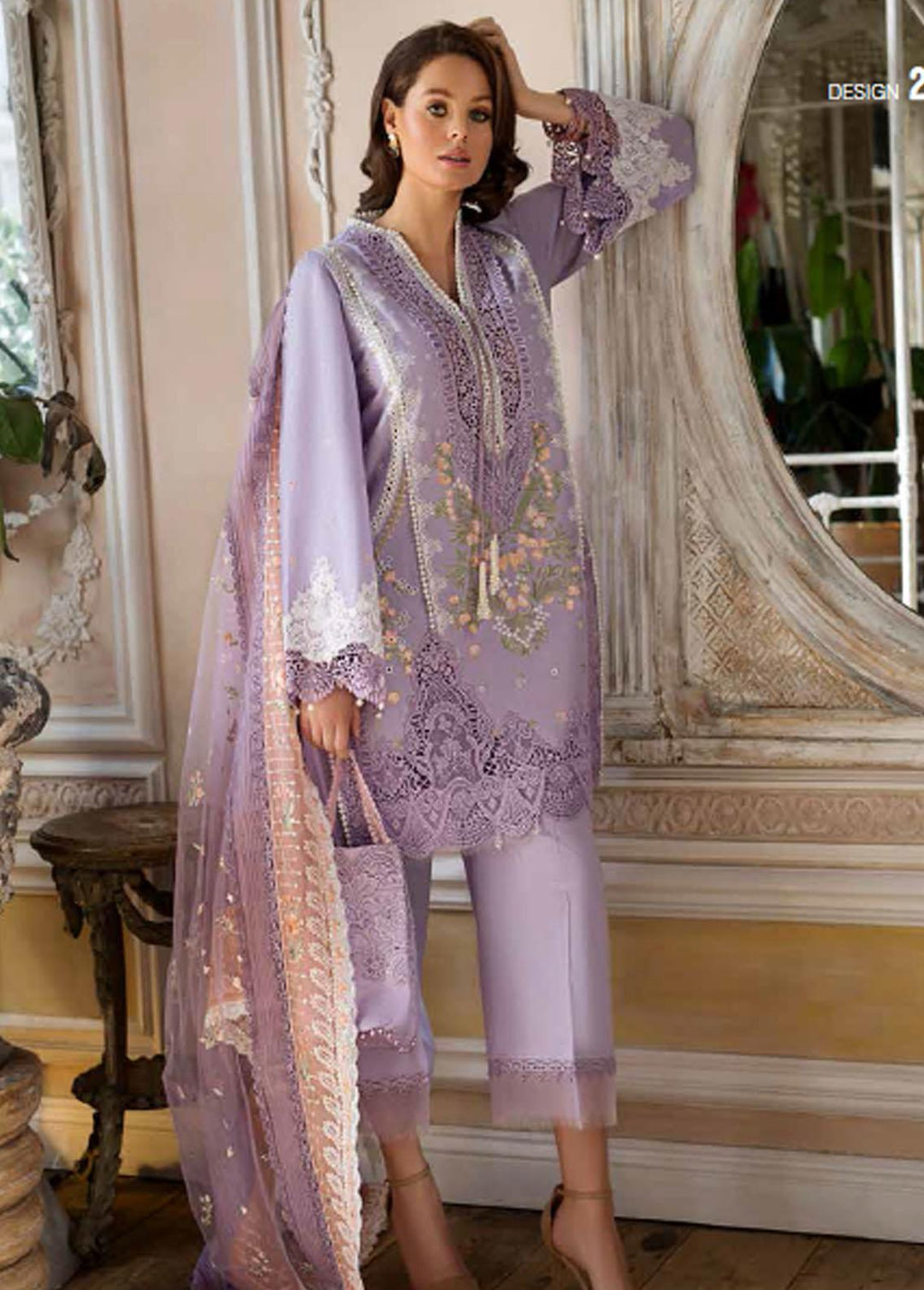 Sobia Nazir Embroidered Lawn Suits Unstitched 3 Piece SN23EL 2B - Luxury Collection