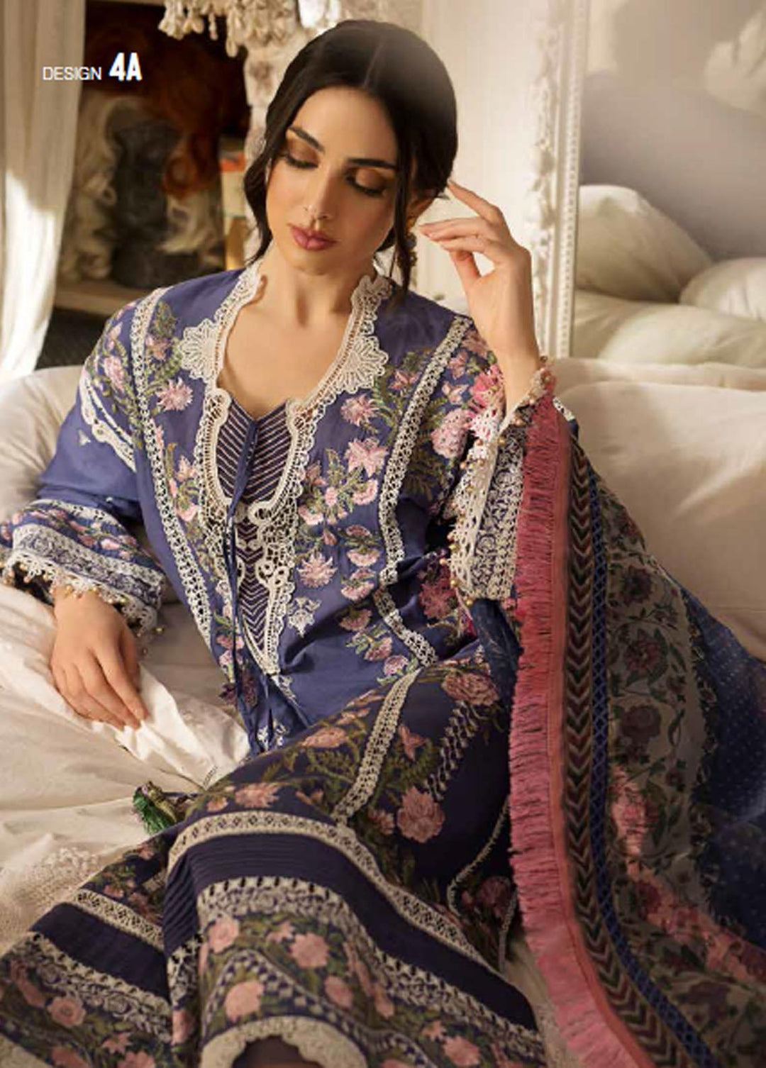 Sobia Nazir Embroidered Lawn Suits Unstitched 3 Piece SN23EL 4A - Luxury Collection