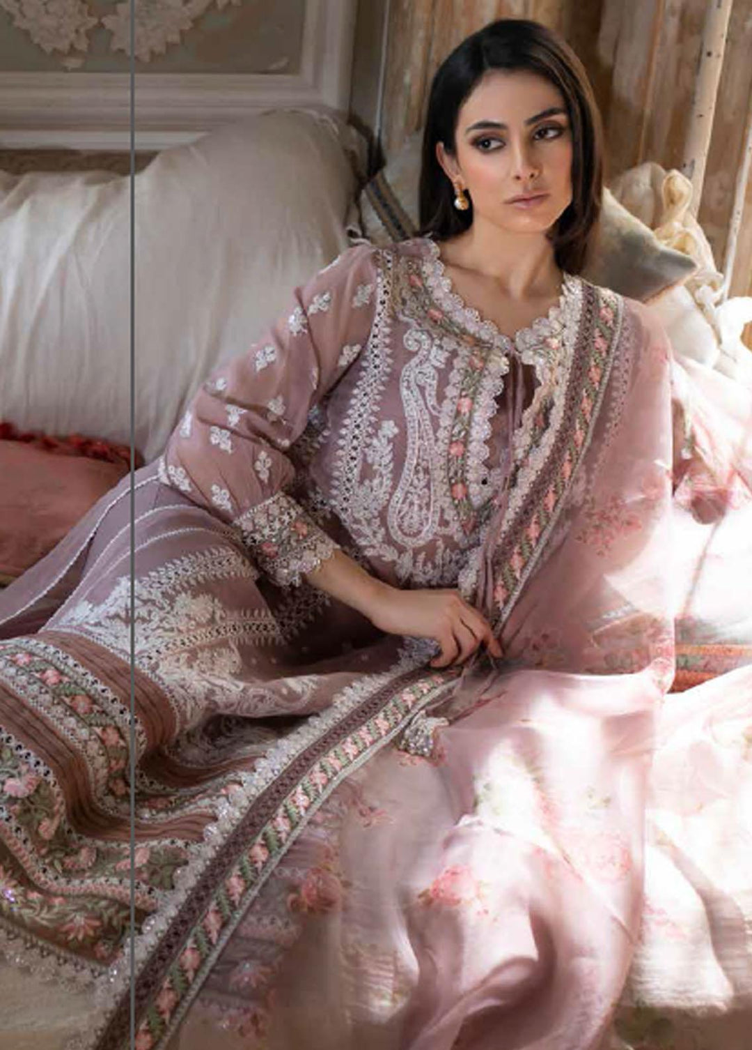 Sobia Nazir Embroidered Lawn Suits Unstitched 3 Piece SN23EL 7B - Luxury Collection