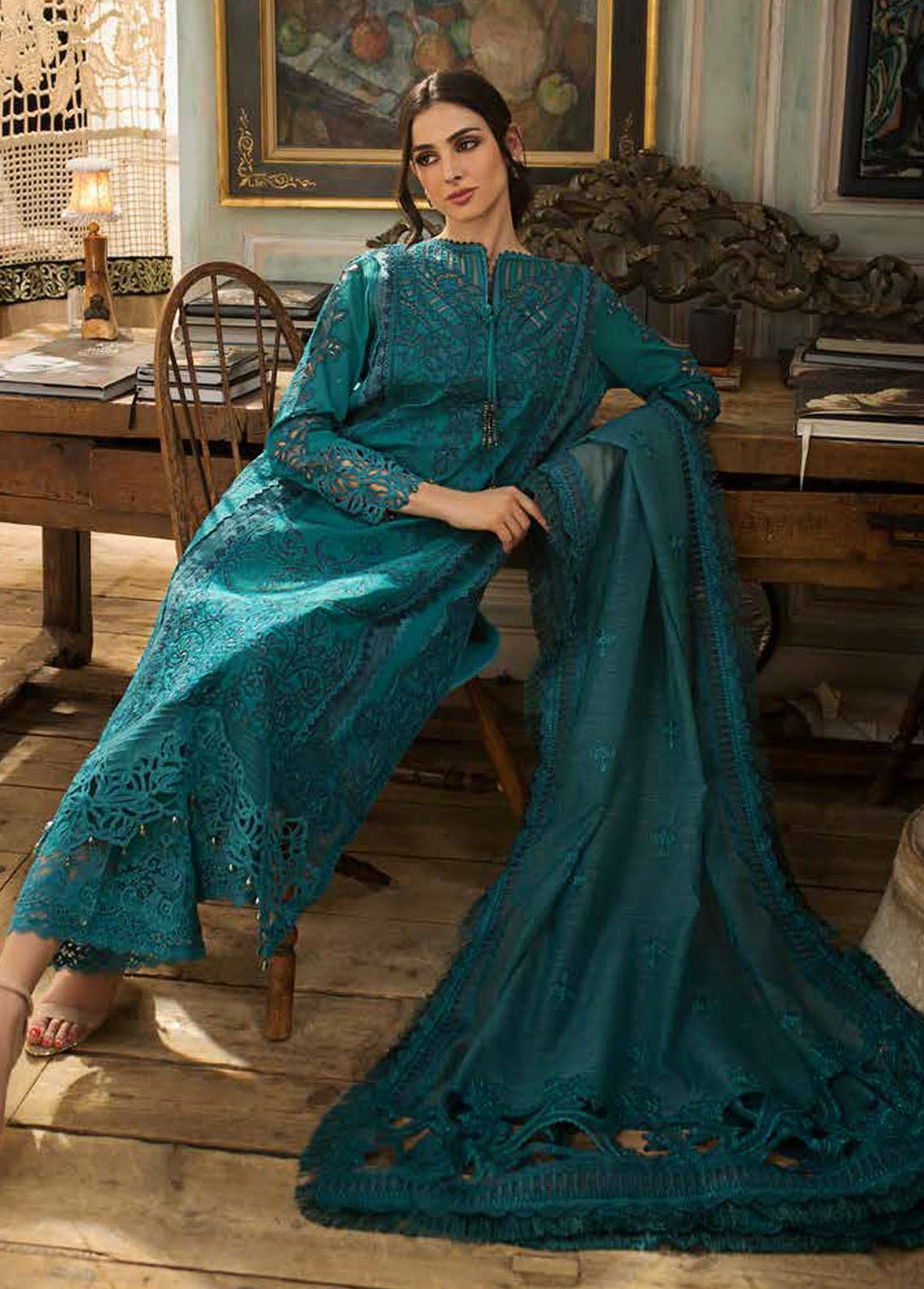 Sobia Nazir Embroidered Lawn Suits Unstitched 3 Piece SN23EL 8B - Luxury Collection