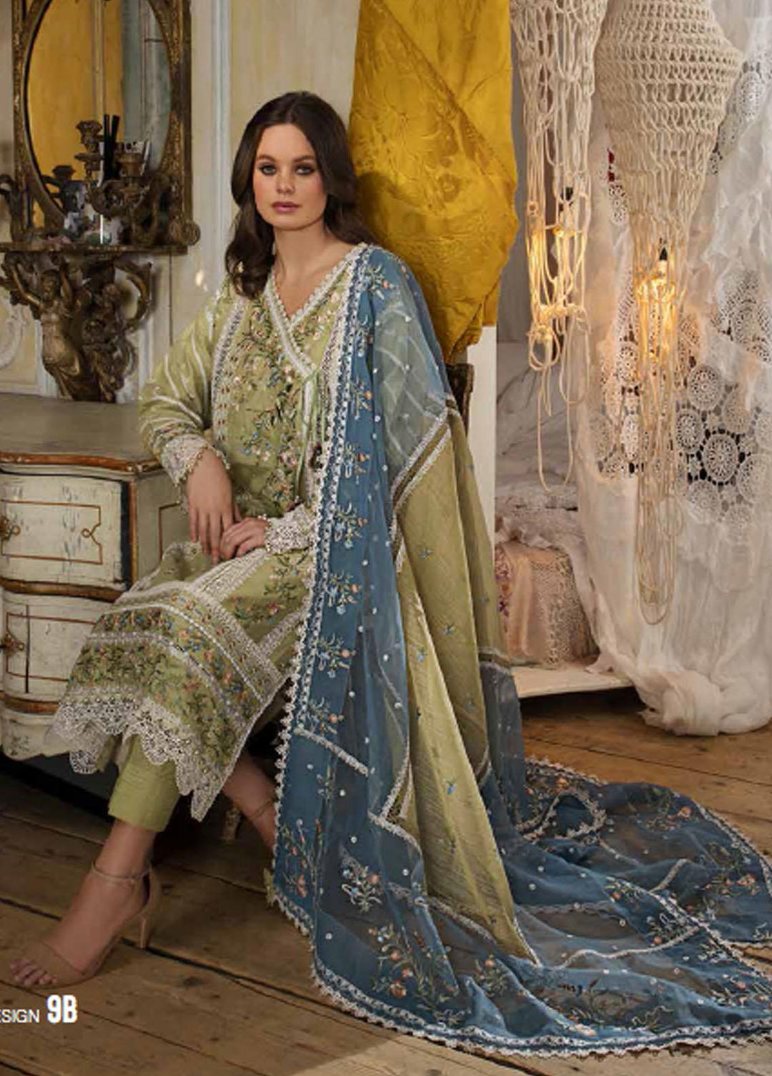 Sobia Nazir Embroidered Lawn Suits Unstitched 3 Piece SN23EL 9B - Luxury Collection