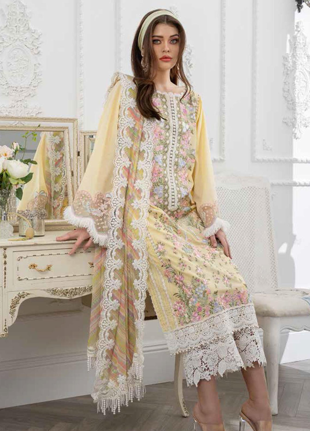 Sobia Nazir Embroidered Lawn Suits Unstitched 3 Piece SN21L 10B - Luxury Collection