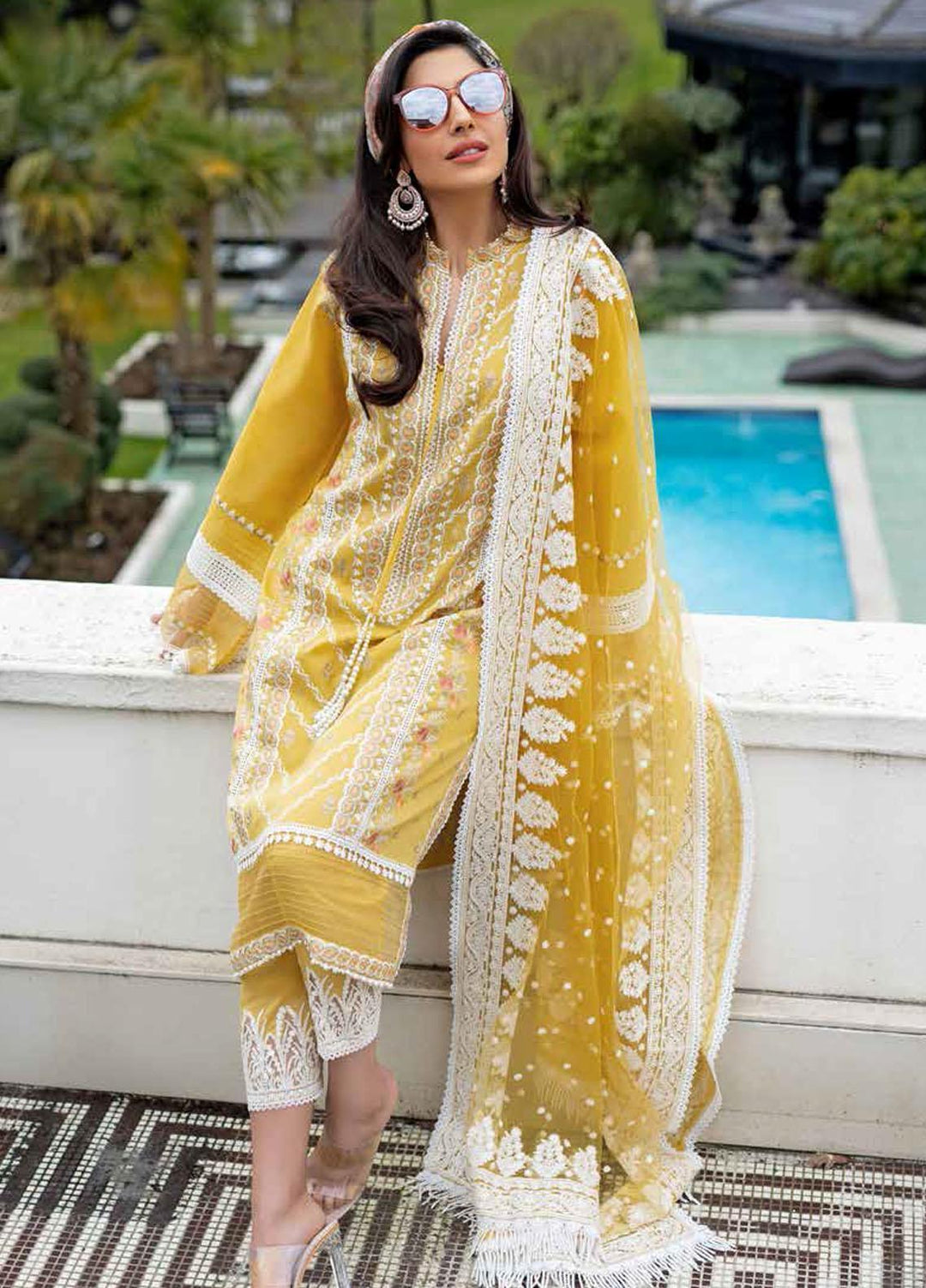 Sobia Nazir Embroidered Lawn Suits Unstitched 3 Piece SN21L 11B - Luxury Collection