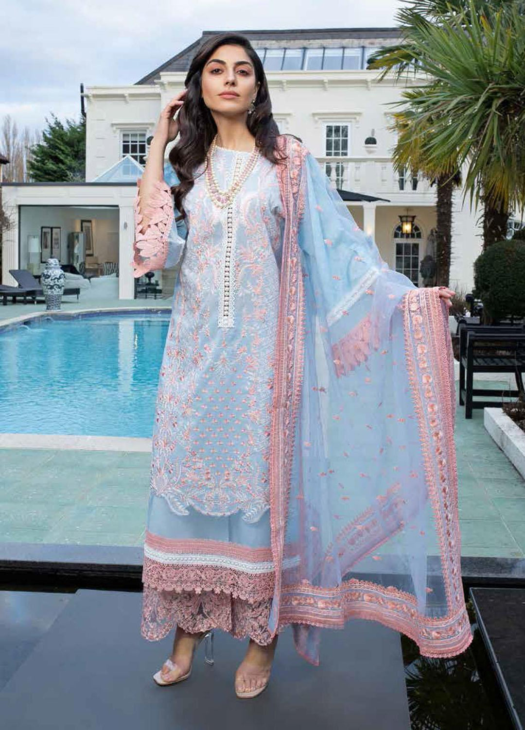 Sobia Nazir Embroidered Lawn Suits Unstitched 3 Piece SN21L 12A - Luxury Collection