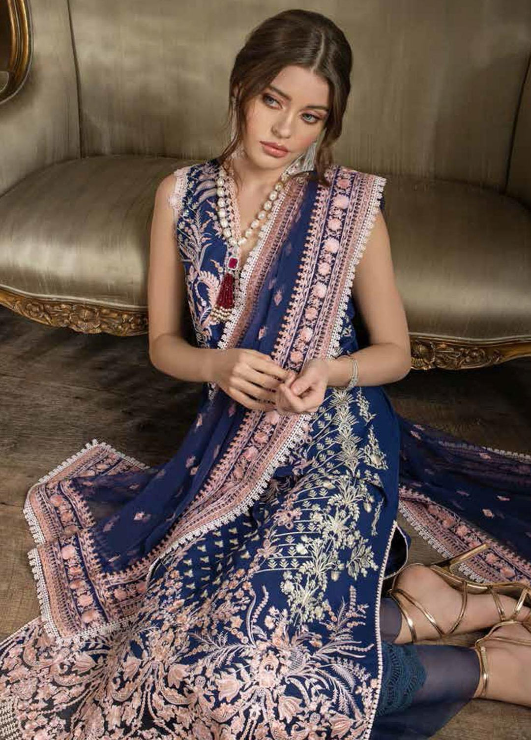 Sobia Nazir Embroidered Lawn Suits Unstitched 3 Piece SN21L 12B - Luxury Collection