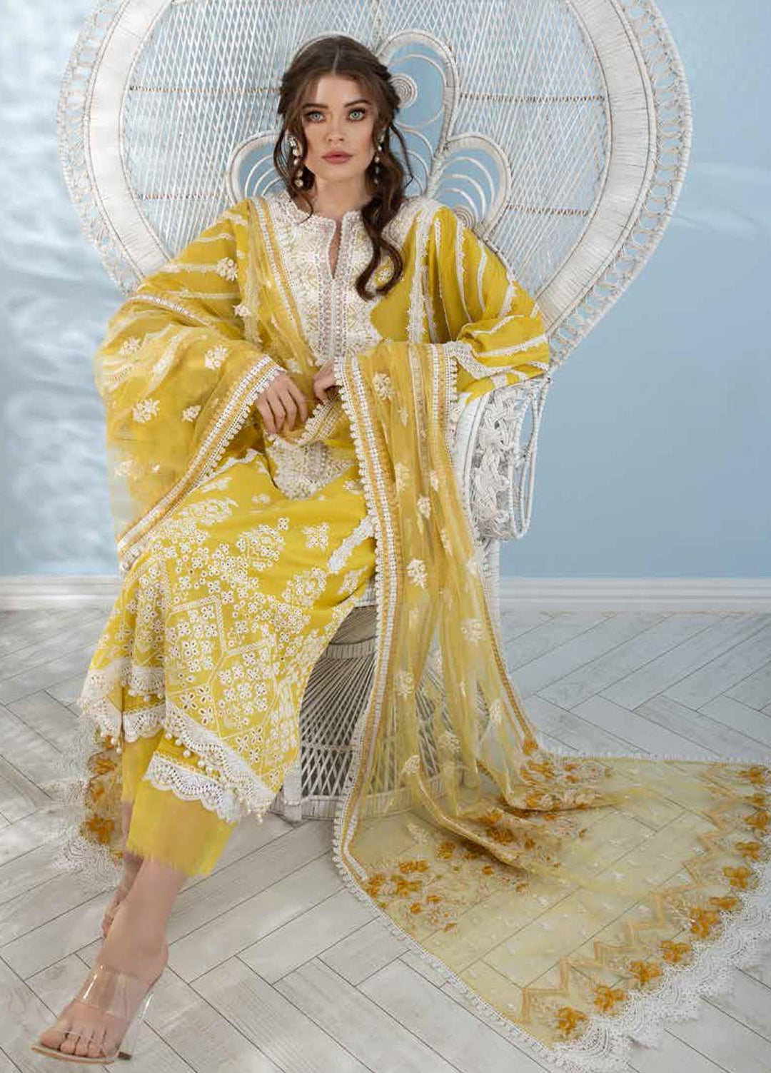 Sobia Nazir Embroidered Lawn Suits Unstitched 3 Piece SN21L 1B - Luxury Collection