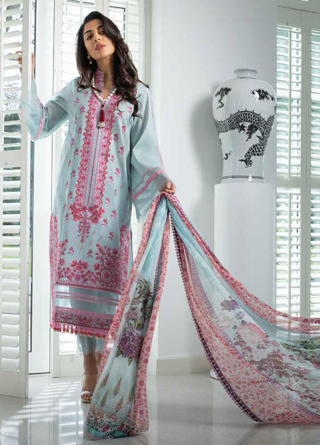 Sobia Nazir Embroidered Lawn Suits Unstitched 3 Piece SN21L 5B - Luxury Collection