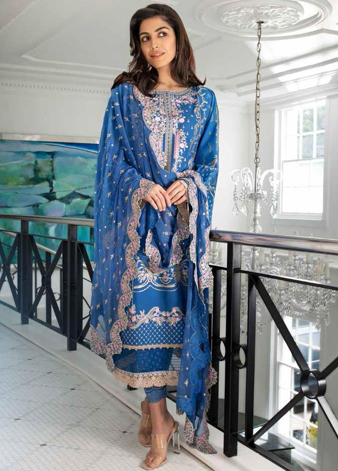Sobia Nazir Embroidered Lawn Suits Unstitched 3 Piece SN21L 6A - Luxury Collection
