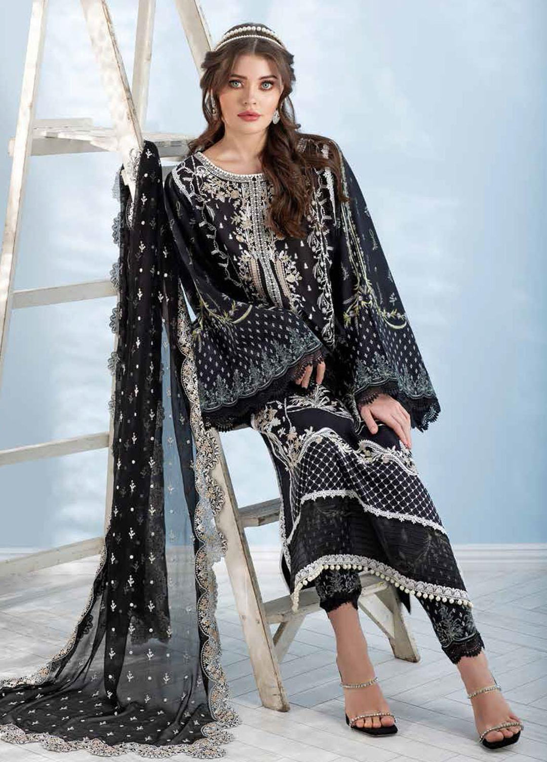 Sobia Nazir Embroidered Lawn Suits Unstitched 3 Piece SN21L 6B - Luxury Collection