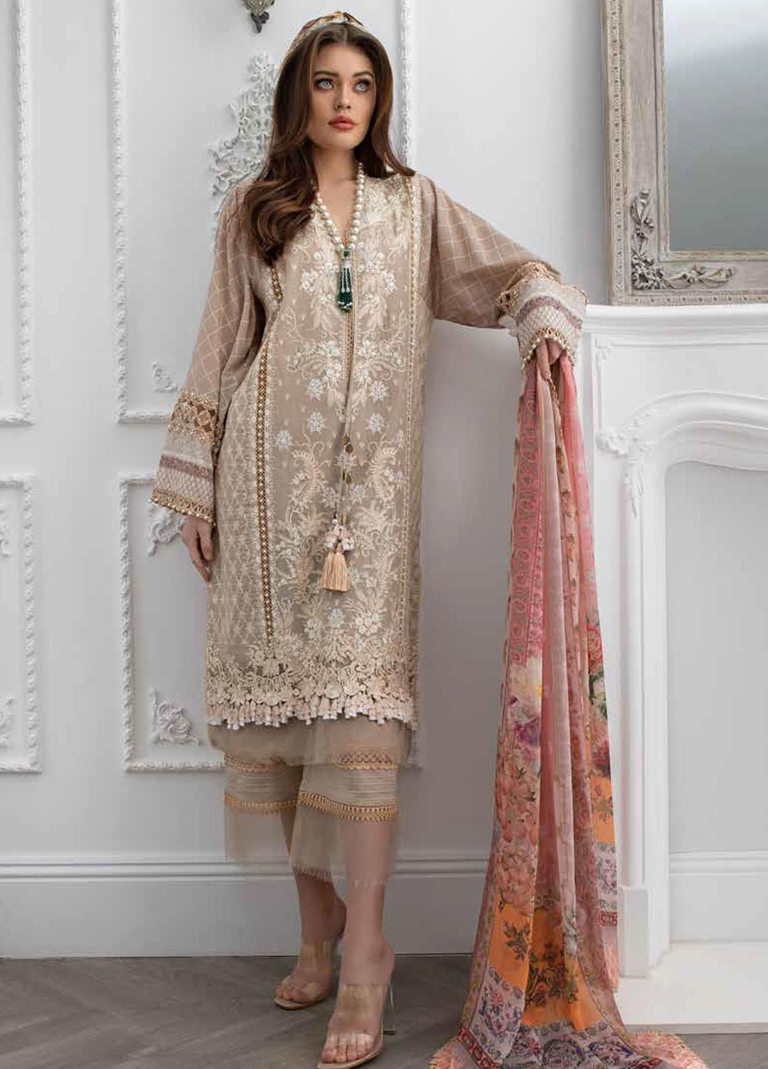 Sobia Nazir Embroidered Lawn Suits Unstitched 3 Piece SN21L 7A - Luxury Collection