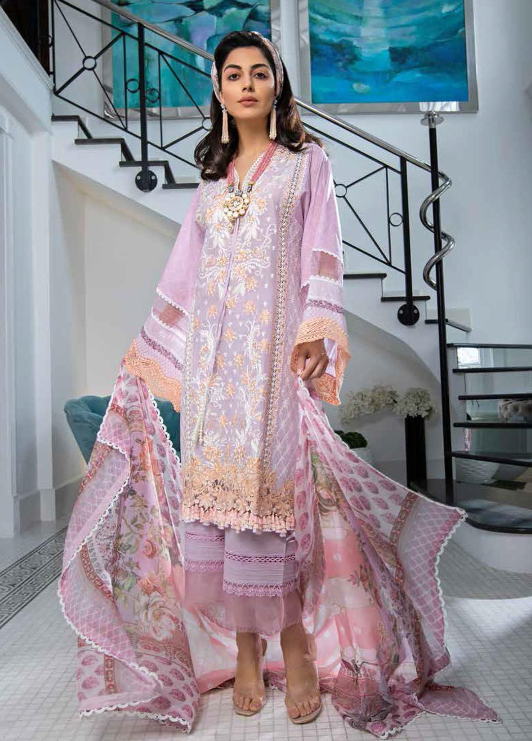 Sobia Nazir Embroidered Lawn Suits Unstitched 3 Piece SN21L 7B - Luxury Collection