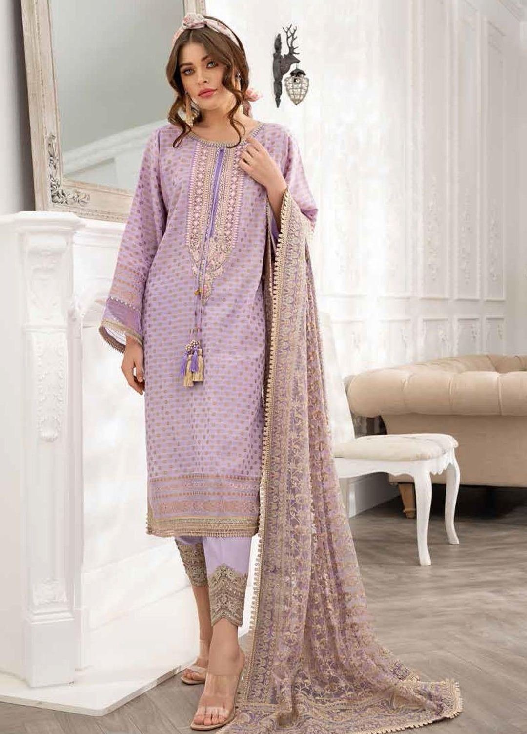 Sobia Nazir Embroidered Lawn Suits Unstitched 3 Piece SN21L 8B - Luxury Collection