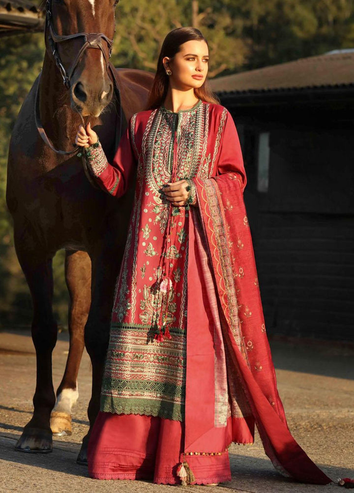 Sobia Nazir Embroidered Cotton Satin Suits Unstitched 3 Piece SN21PF D-05A - Winter Collection