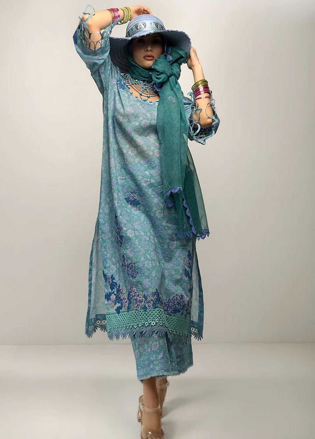 Sobia Nazir Embroidered Lawn Suits Unstitched 3 Piece SN23V 2A - Summer Collection
