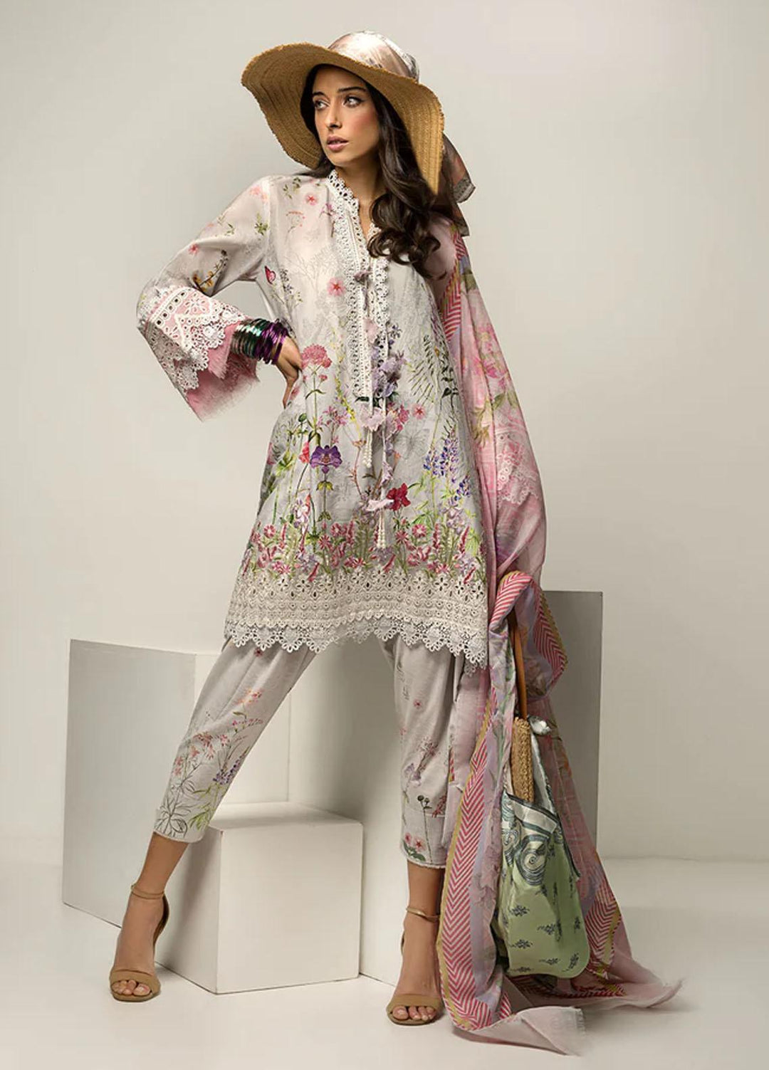 Sobia Nazir Embroidered Lawn Suits Unstitched 3 Piece SN23V 6B - Summer Collection
