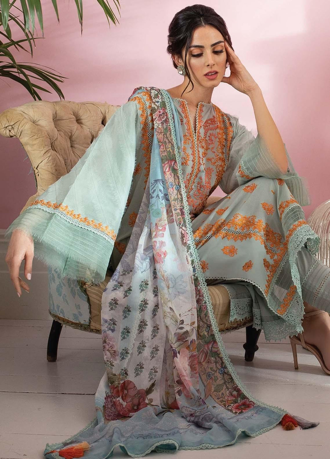 Vital By Sobia Nazir Embroidered Lawn Suits Unstitched 3 Piece SN21V 2B - Summer Collection