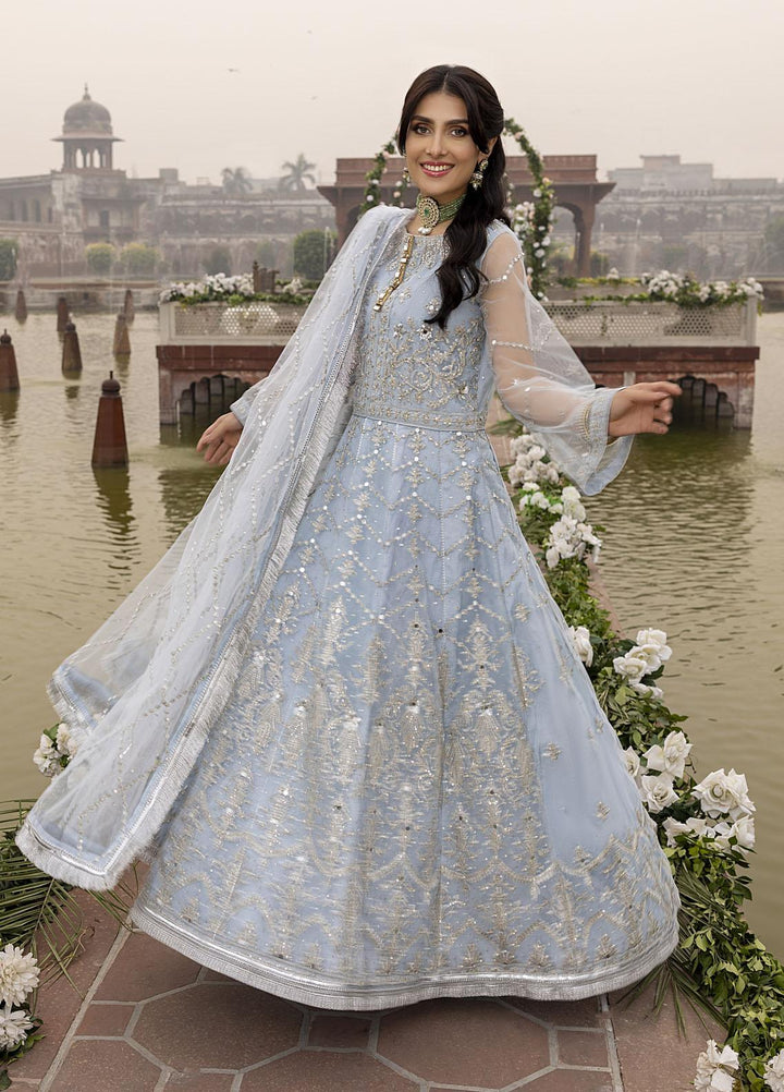 Sonia Umer by Shahzeb Textiles Embroidered Net Suits Unstitched 3 Piece ST22SU Vintage Light Blue - Wedding Collection