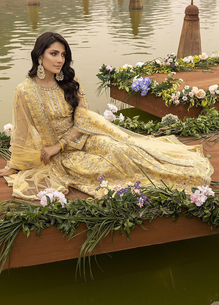 Sonia Umer by Shahzeb Textiles Embroidered Net Suits Unstitched 3 Piece ST22SU Splendour Yellow - Wedding Collection