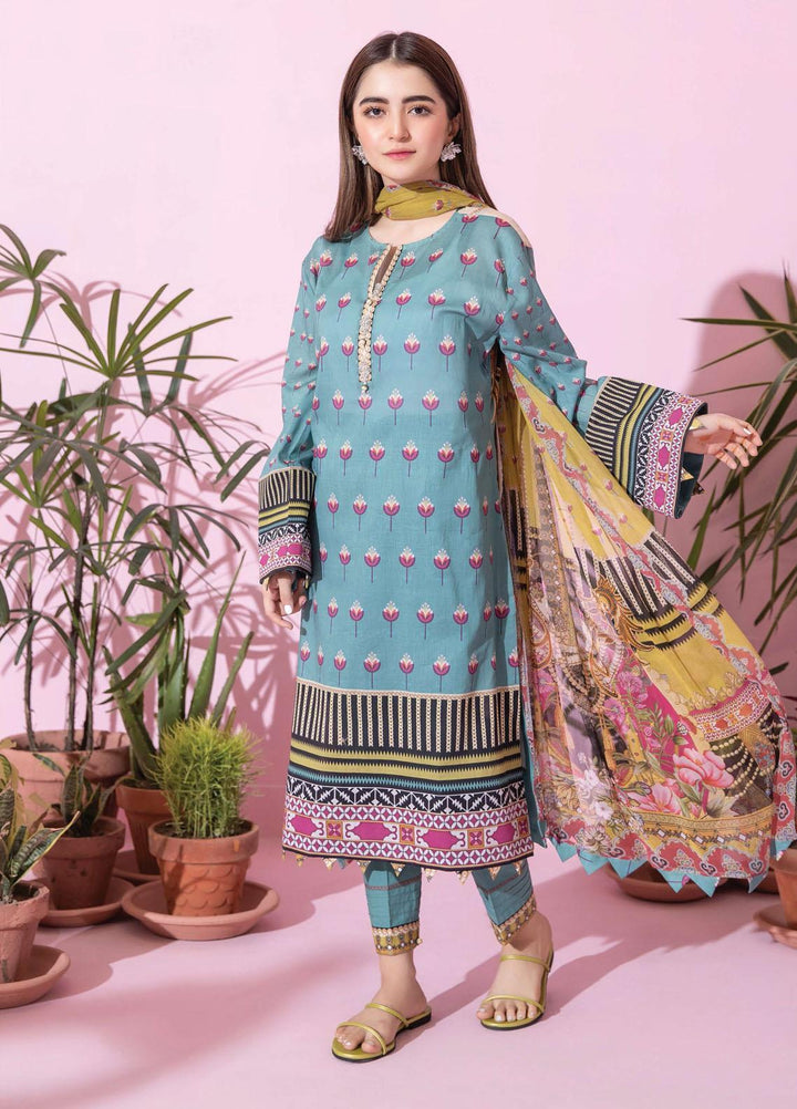 Spring Fling by Rang Rasiya Printed Lawn Suits Unstitched 3 Piece RR21SF 706 Paradise Blue - Summer Collection