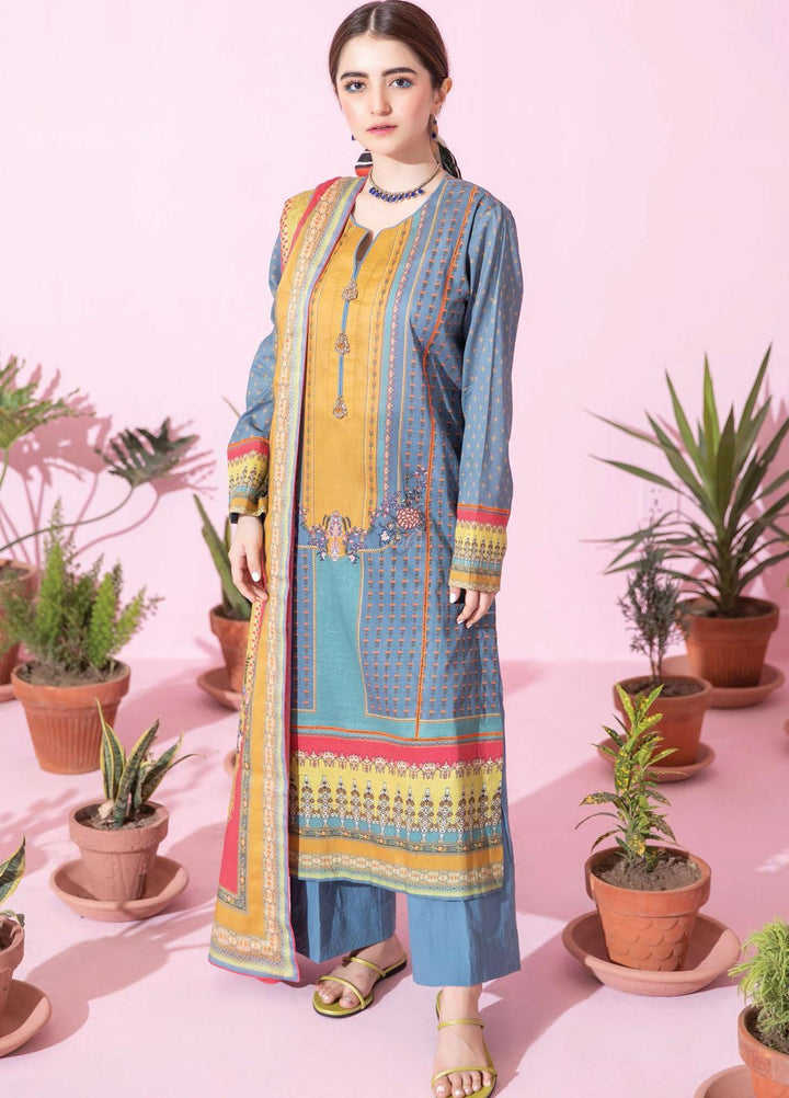 Spring Fling by Rang Rasiya Printed Lawn Suits Unstitched 3 Piece RR21SF 707 Evening Blue - Summer Collection