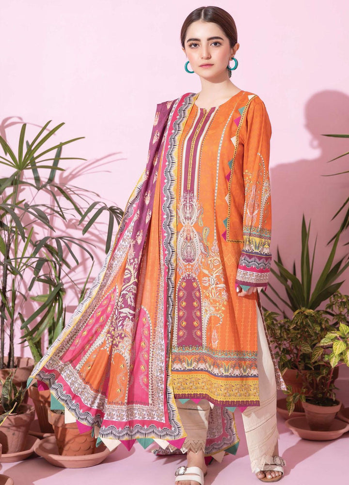 Spring Fling by Rang Rasiya Printed Lawn Suits Unstitched 3 Piece RR21SF 718 Orange Punch - Summer Collection