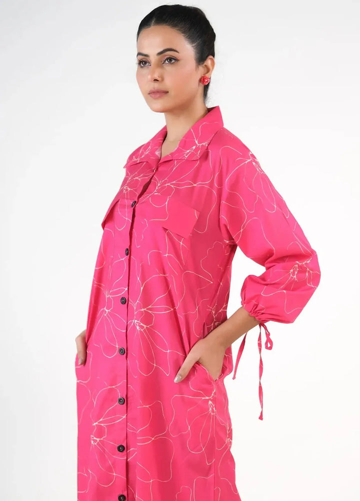 Sprinkles Pret Casual Cambric Long Shirt Electric Pink Cambric