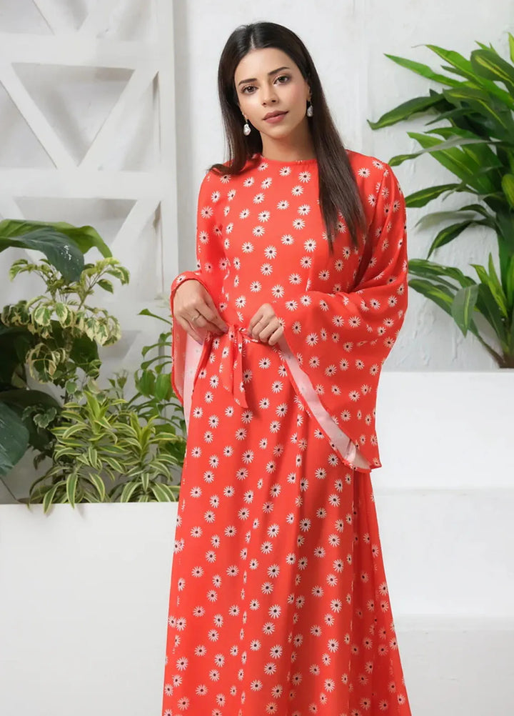 Sprinkles Pret Casual Cambric Long Shirt Orange Blossom Match Allover Floral