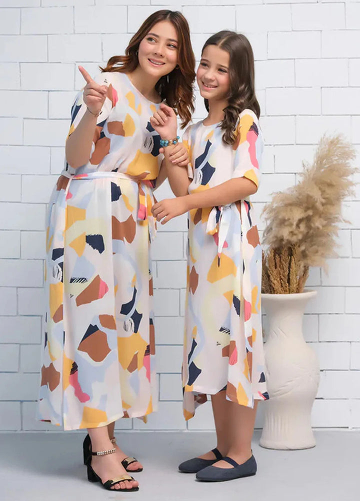 Sprinkles Pret Casual Cambric Long Shirt Self Belted Geo