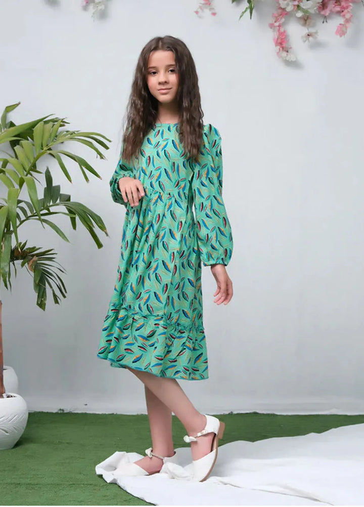 Sprinkles Pret Casual Cambric Long Shirt The Duo Teal Green Allover Flover