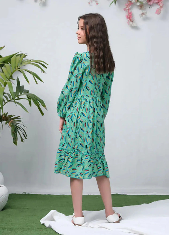 Sprinkles Pret Casual Cambric Long Shirt The Duo Teal Green Allover Flover