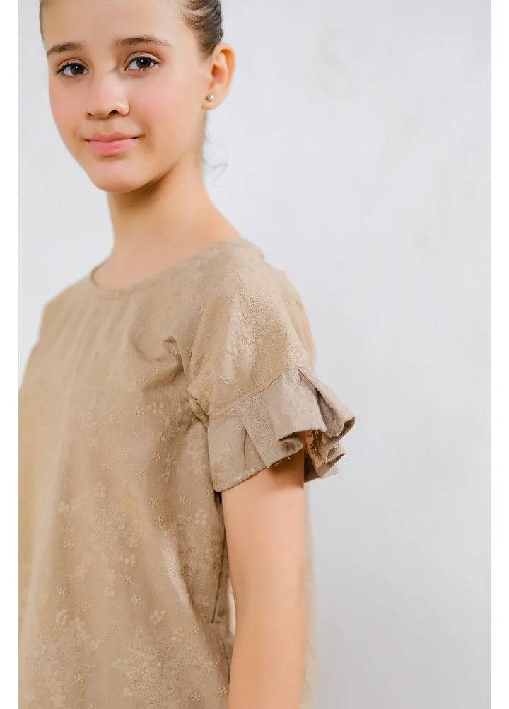 Sprinkles Pret Casual Cotton Shirt Beige Scallop Hem