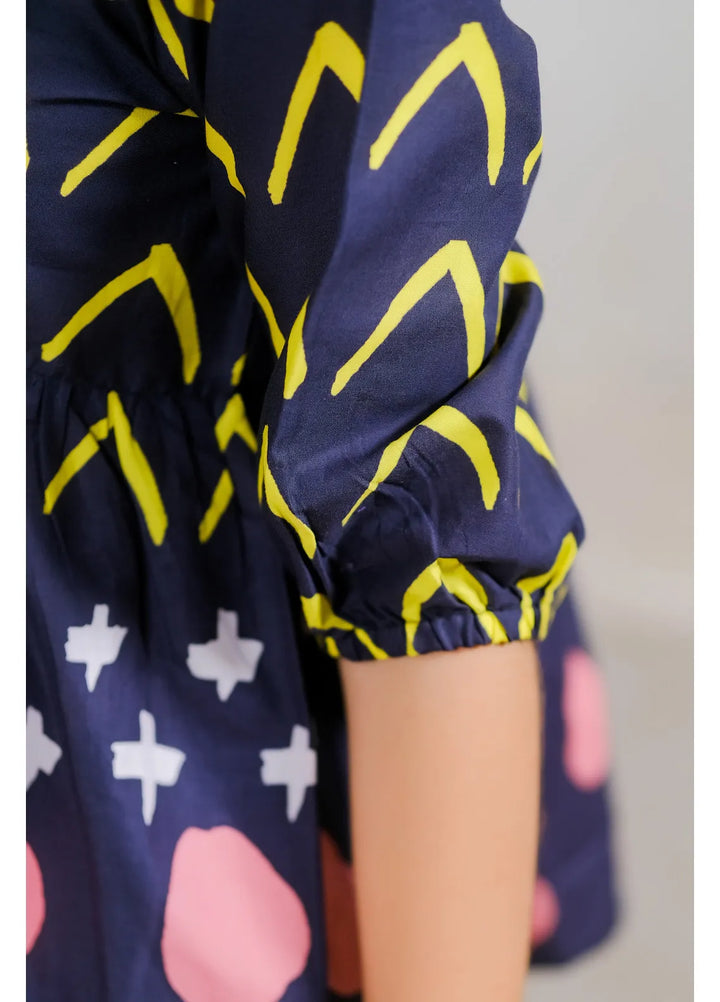 Sprinkles Pret Casual Cotton Shirt Bright Chevron Dot Dress