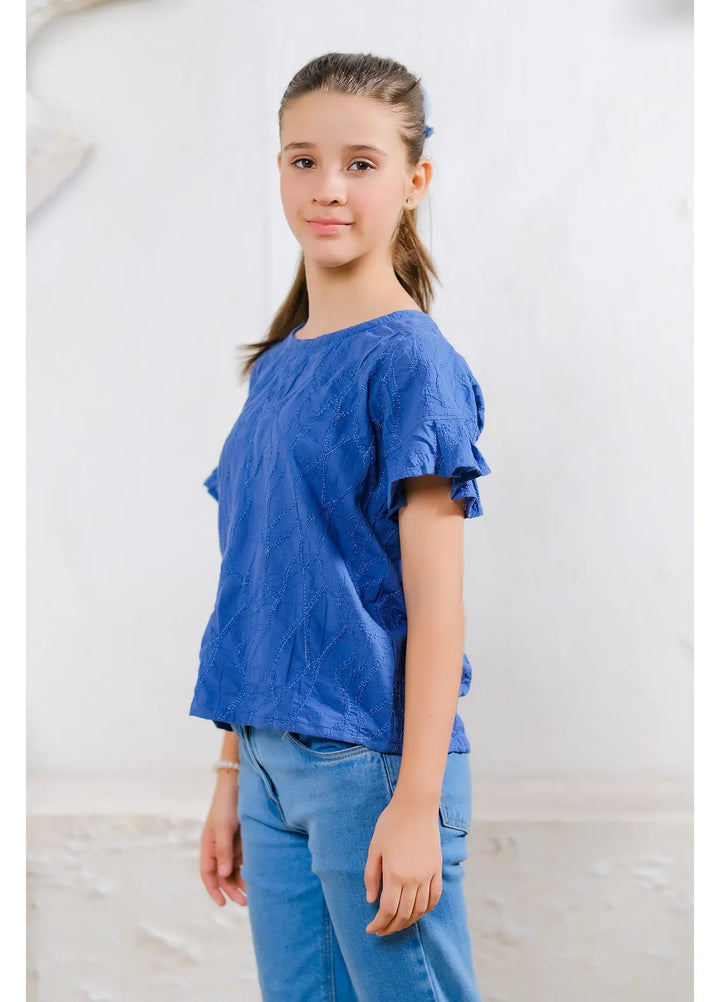 Sprinkles Pret Casual Cotton Shirt Navy Blue Diamond Textured