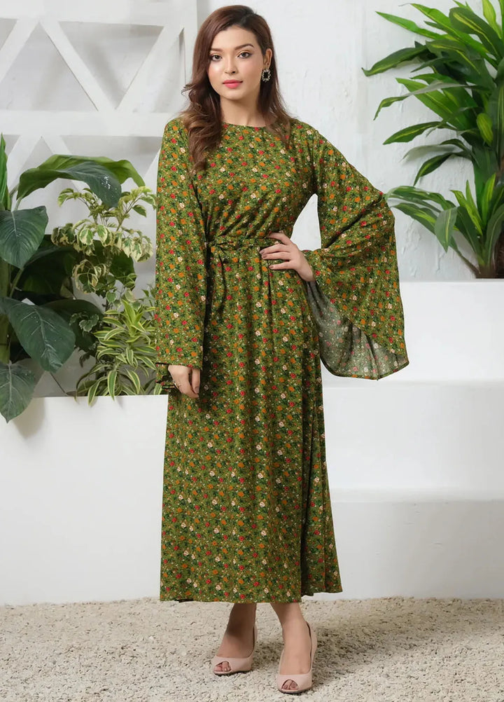 Sprinkles Pret Casual Crepe Long Shirt Green Floral Allover