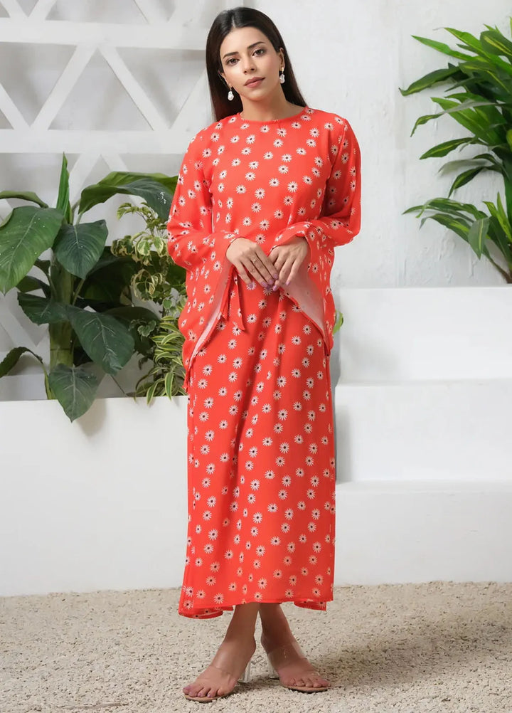 Sprinkles Pret Casual Crepe Long Shirt Orange Blossom Match