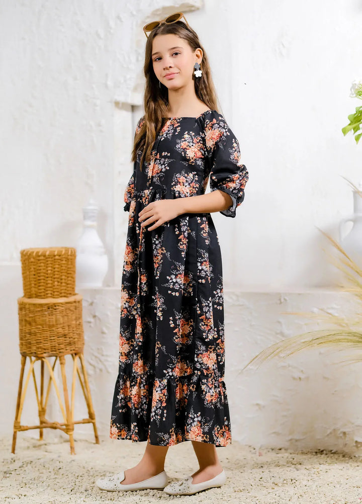 Sprinkles Pret Casual Lawn Silk Long Shirt Midnight Garden