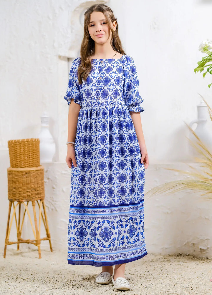 Sprinkles Pret Casual Lawn Silk Long Shirt Ocean Breeze