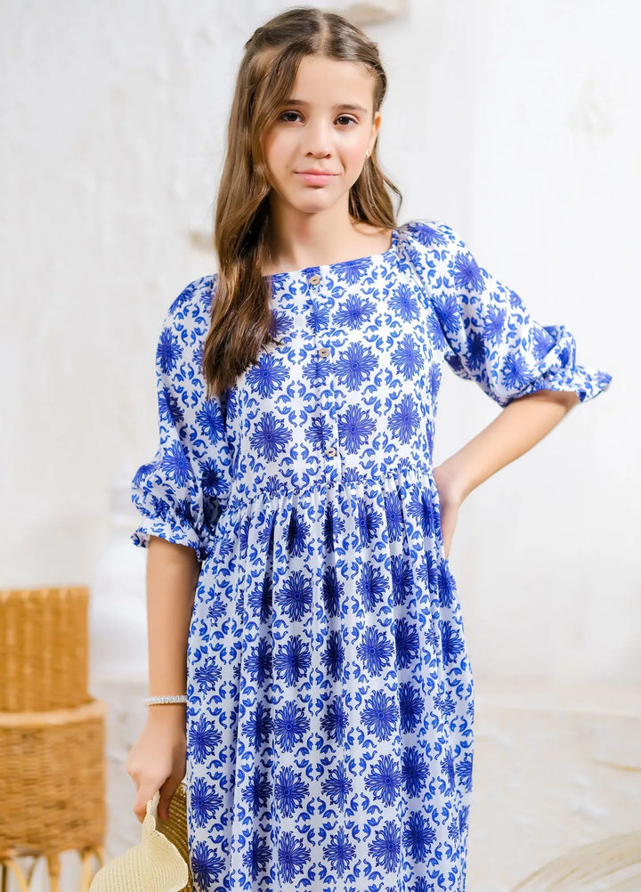 Sprinkles Pret Casual Lawn Silk Long Shirt Ocean Breeze