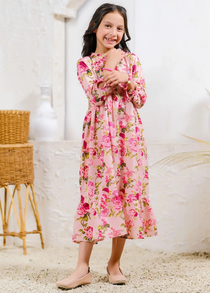 Sprinkles Pret Casual Lawn Silk Long Shirt Pink Rose Garden