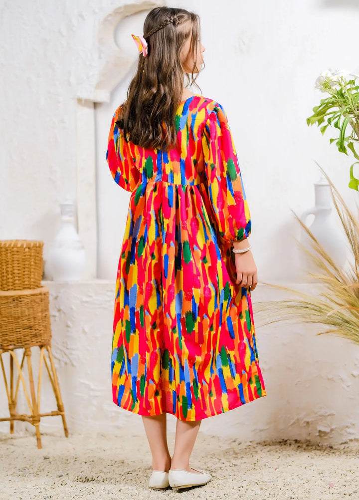 Sprinkles Pret Casual Lawn Silk Long Shirt Rainbow Splash