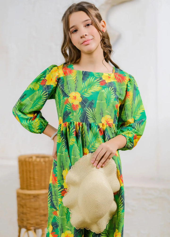 Sprinkles Pret Casual Lawn Silk Long Shirt Tropical Paradise
