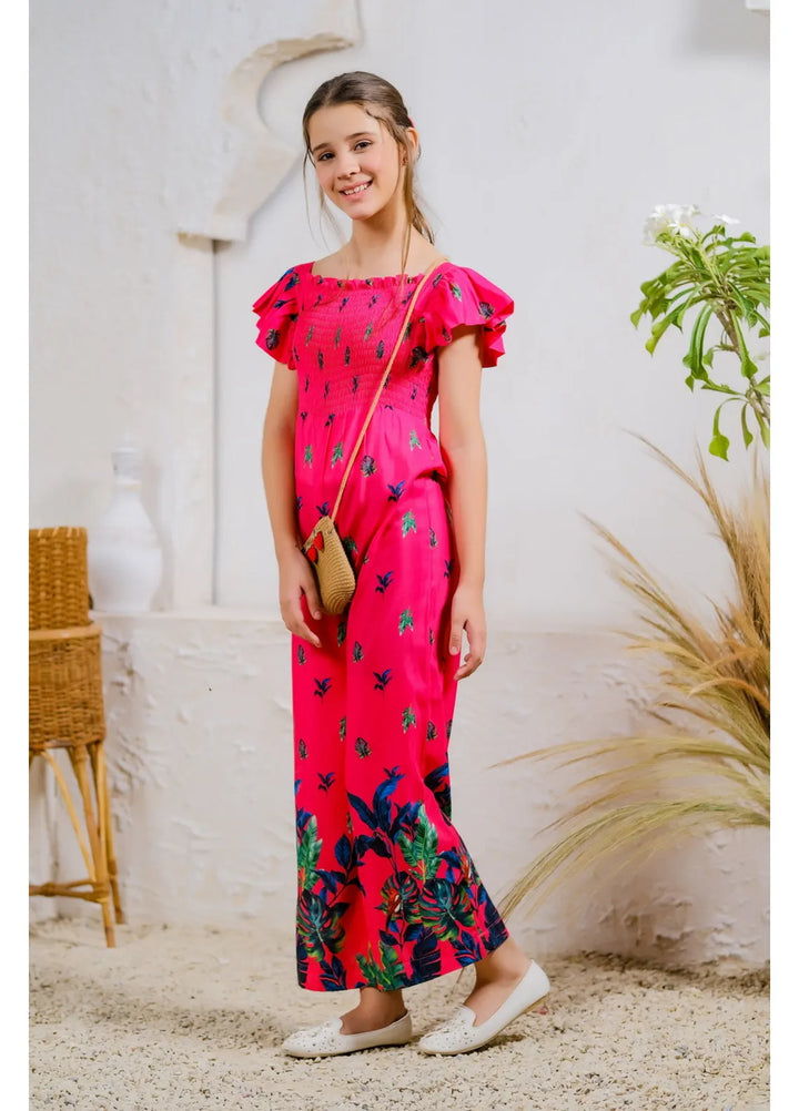 Sprinkles Pret Casual Mix Cotton Jumpsuit Coral Blossom