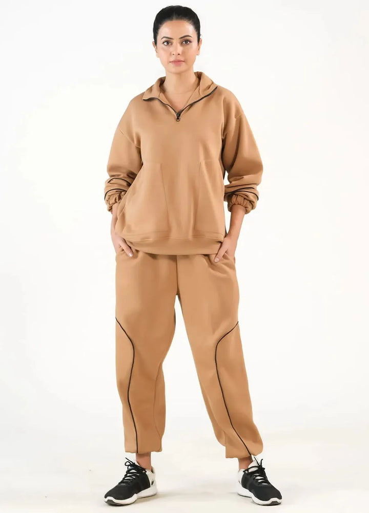 Sprinkles Pret Co ord Fleece 2 Piece Suit SPDR404 Linear - Coffee Brown