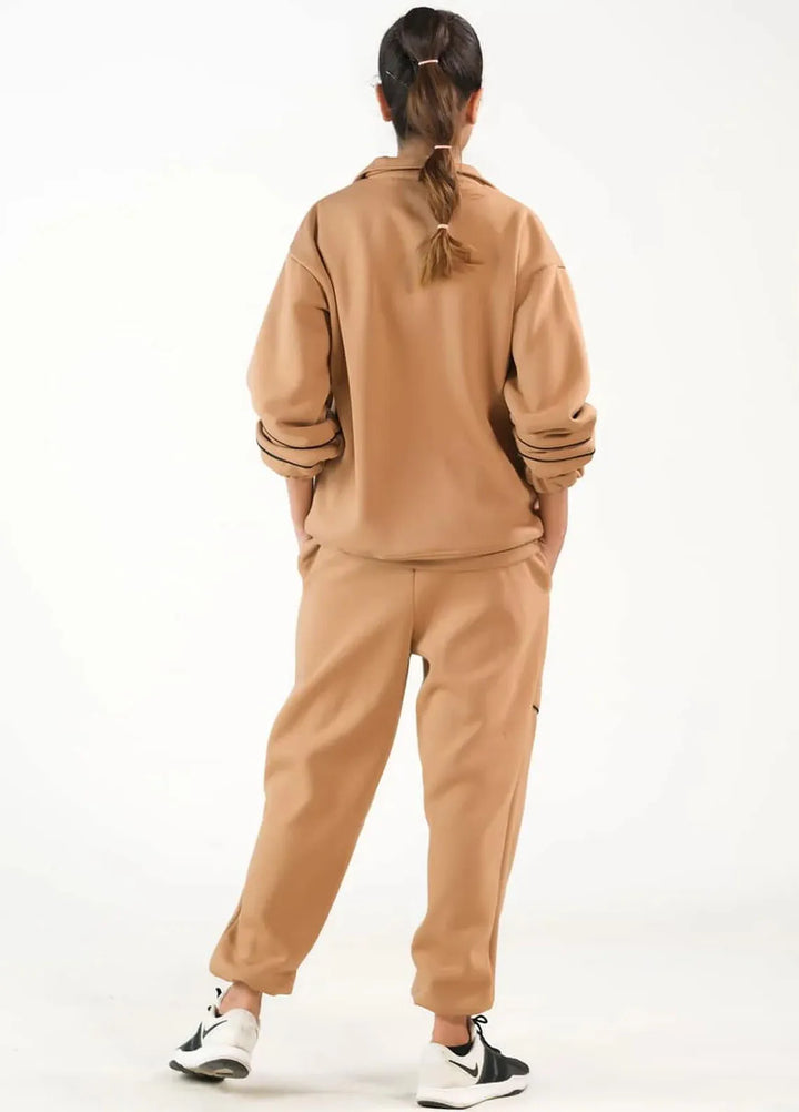 Sprinkles Pret Co ord Fleece 2 Piece Suit SPDR404 Linear - Coffee Brown