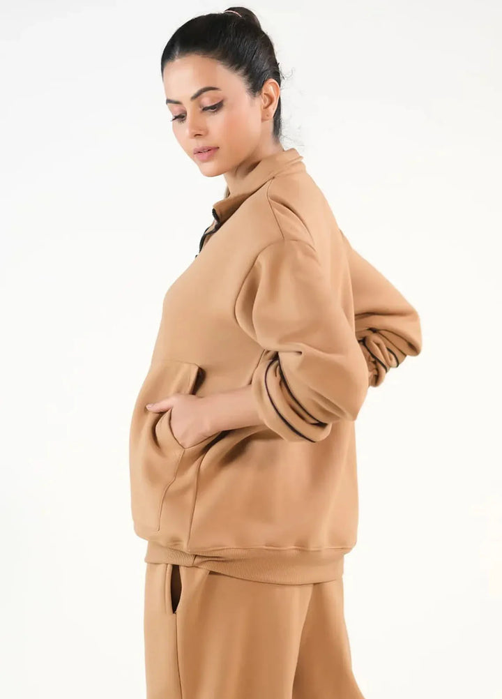 Sprinkles Pret Co ord Fleece 2 Piece Suit SPDR404 Linear - Coffee Brown