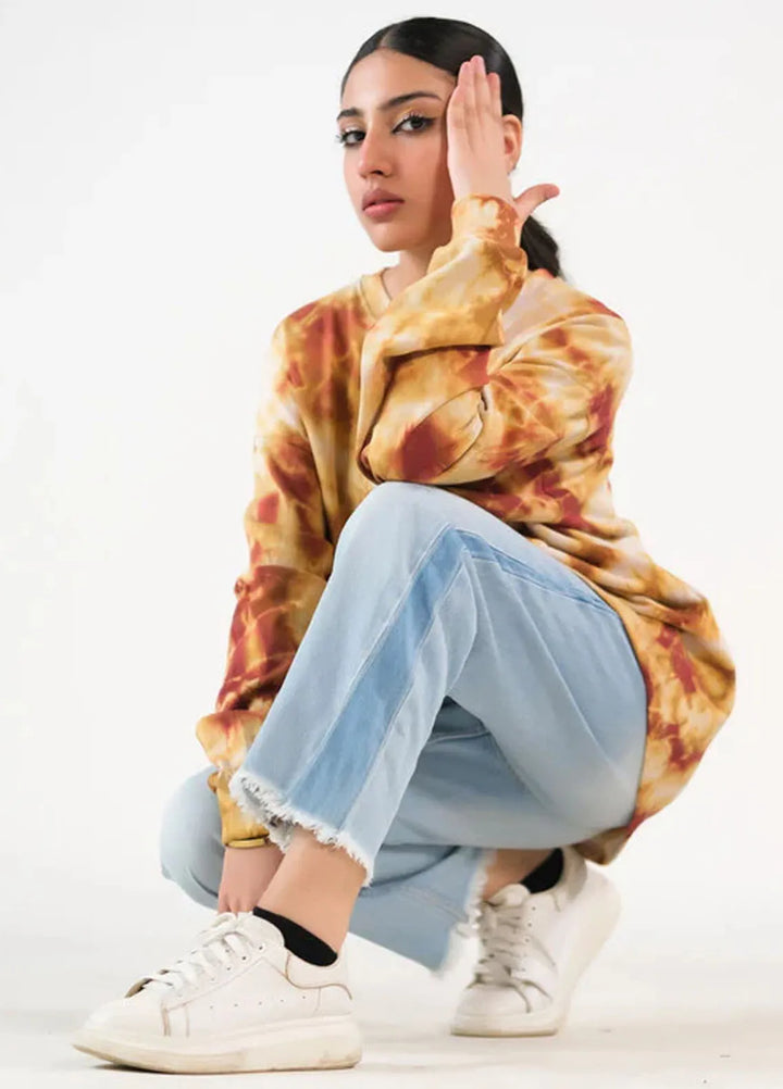 Sprinkles Pret Sweatshirts Terrycloth SPDR471 Tie Dye Sweatshirt With Pocket - Brown